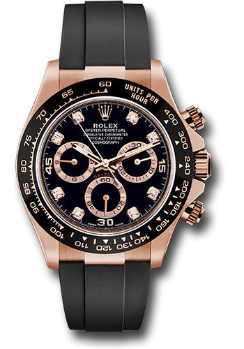 Rolex Cosmograph Daytona Everose Gold Black & Pink Oysterflex Diamonds