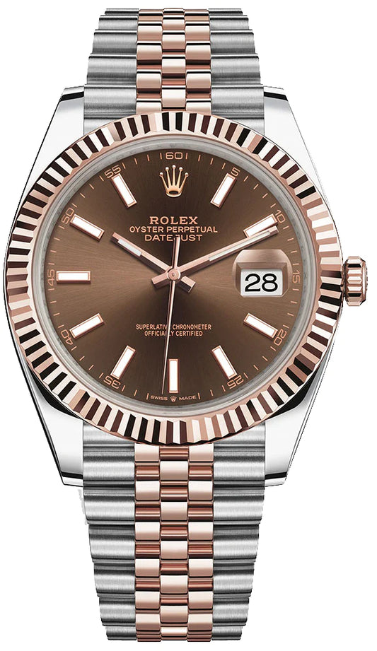 Rolex Datejust Two Tone Pink Gold Chocolate Dial Jubilee