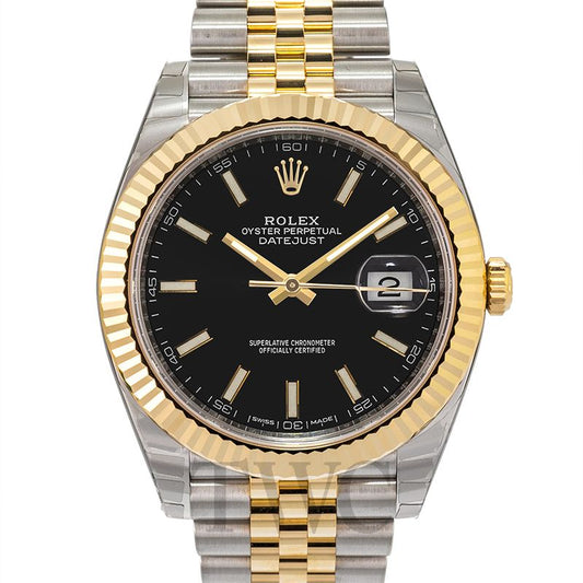 Rolex Datejust Two Tone Black Dial Jubilee