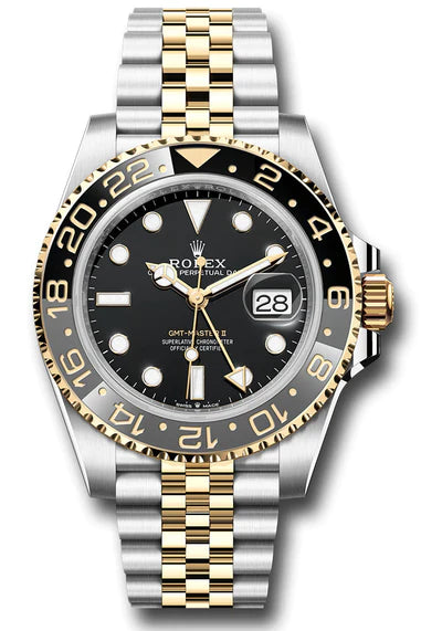 Rolex Gmt-Master II Two Tone Yellow Gold Black Dial Jubilee