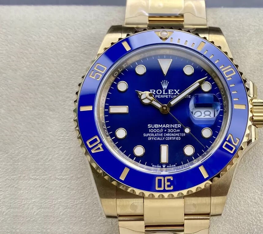 Rolex Submariner Date Yellow Gold Blue Dial Ceramic Bezel