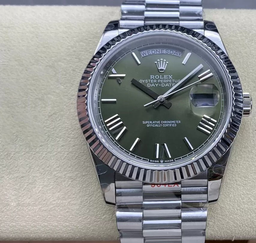 Rolex Day-Date Steel Olive Green Roman Dial President