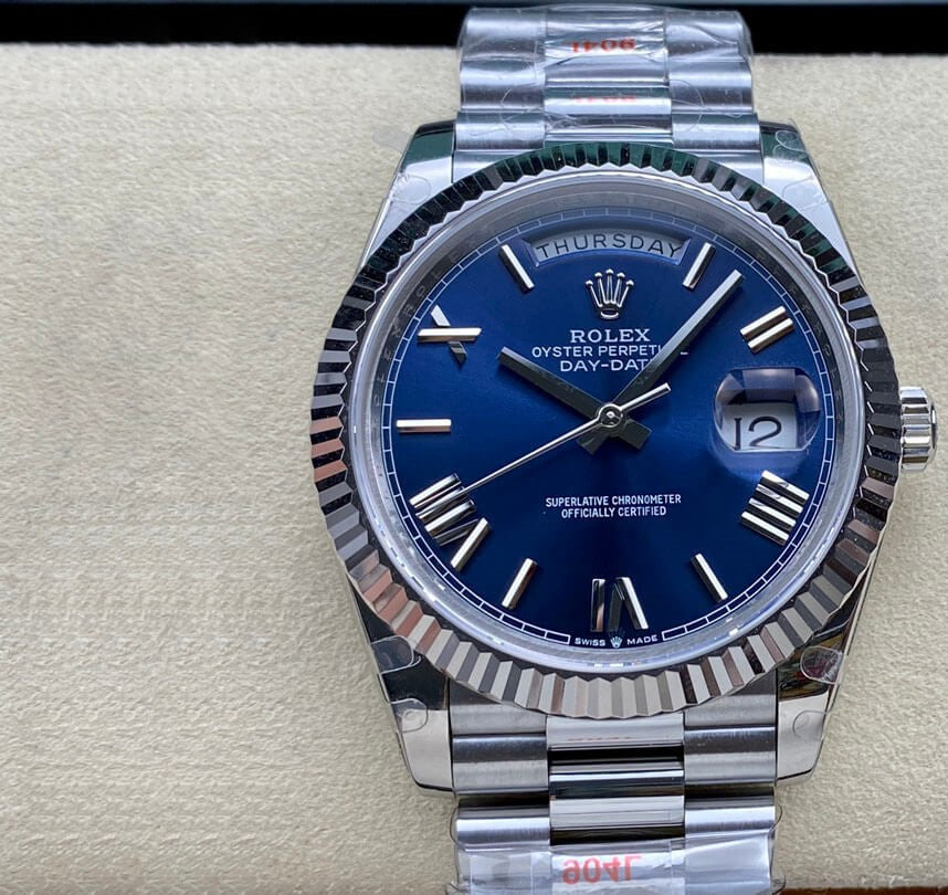 Rolex Day-Date Steel Blue Roman Dial President