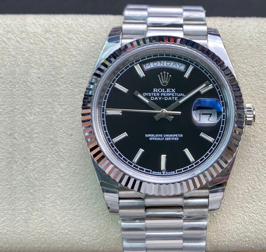 Rolex Day-Date Steel Black Dial President 