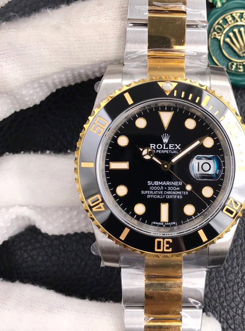 Rolex Submariner Date 2 Tone Yellow Gold Black Dial