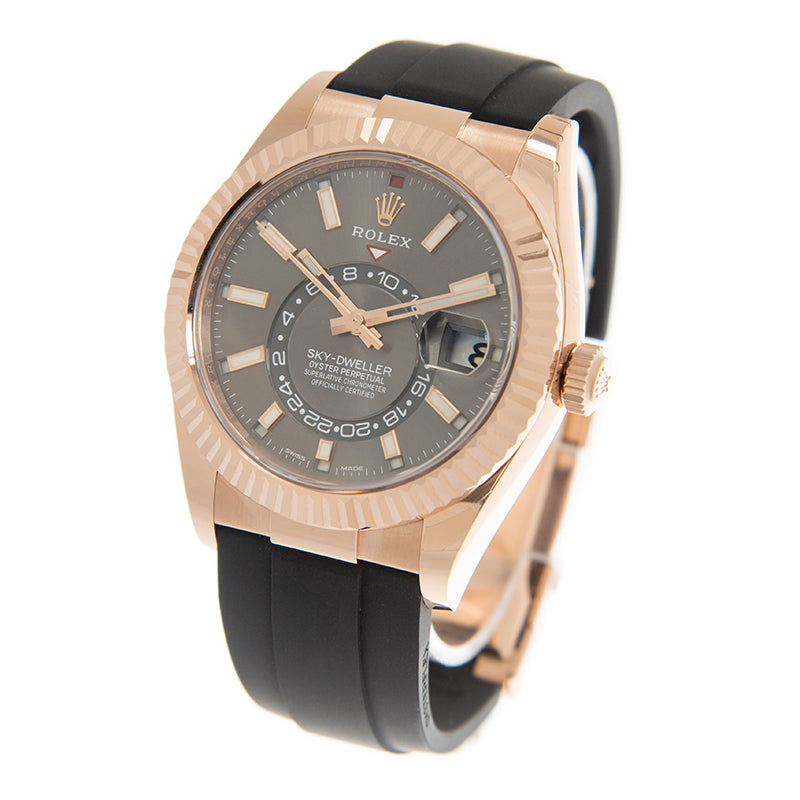 Sky-Dweller Rhodium Dial Everose Gold With Rubber