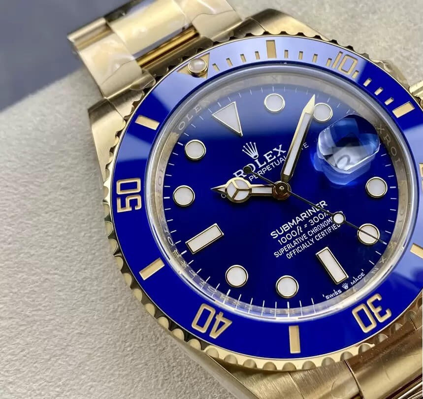 Rolex Submariner Date Yellow Gold Blue Dial Ceramic Bezel