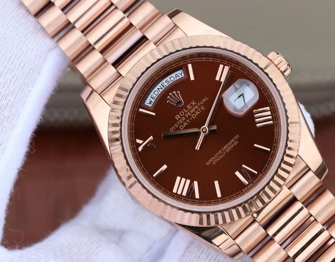 Rolex Day-Date Chocolate Roman Dial Everose Gold President