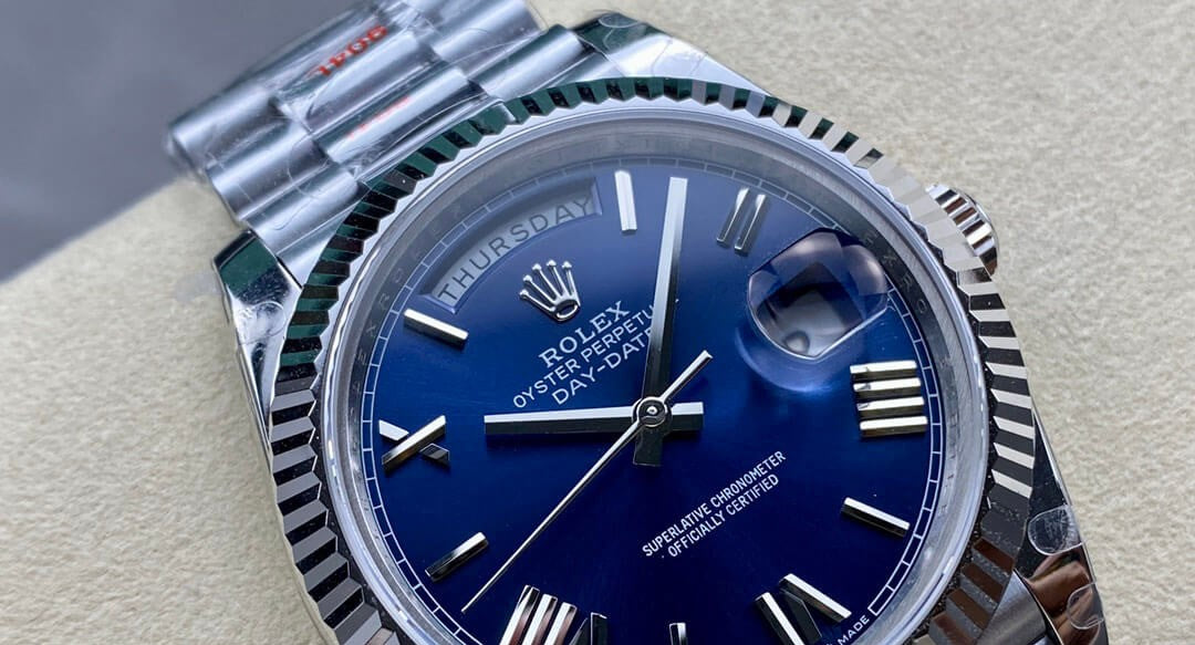 Rolex Day-Date Steel Blue Roman Dial President