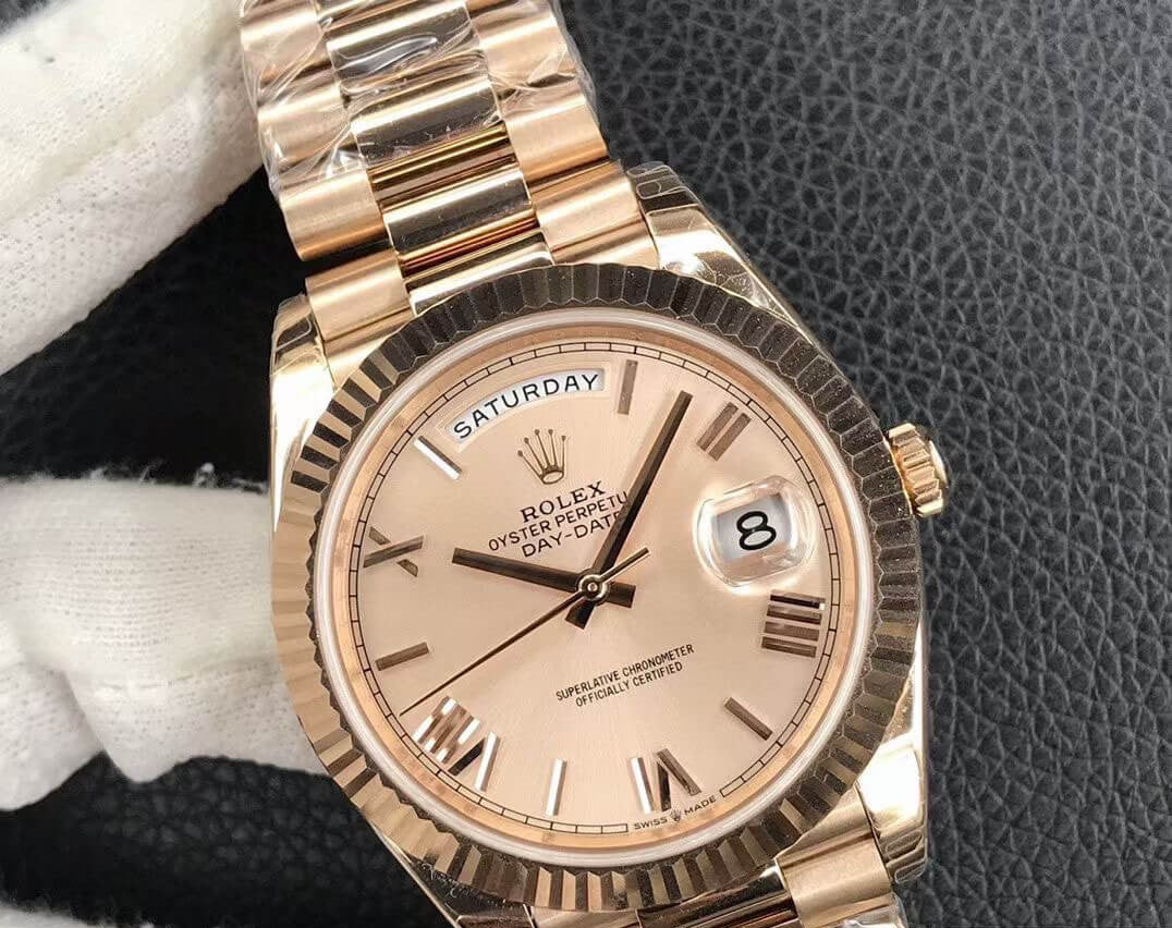 Rolex Day-Date Everose Gold Sundust Dial Roman 41mm