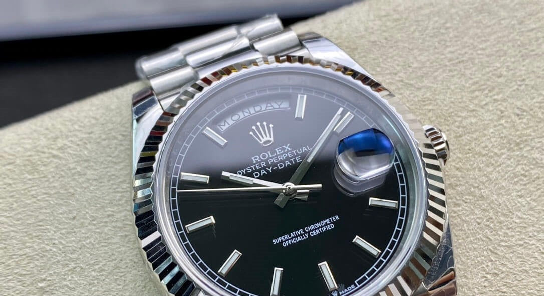 Rolex Day-Date Steel Black Dial President 