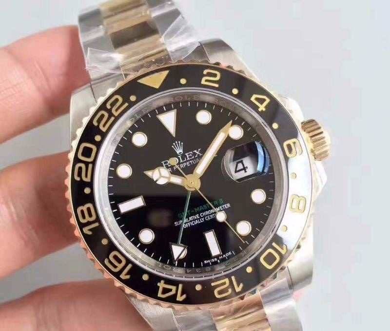 Rolex Gmt-Master II Two Tone Yellow Gold Black Dial