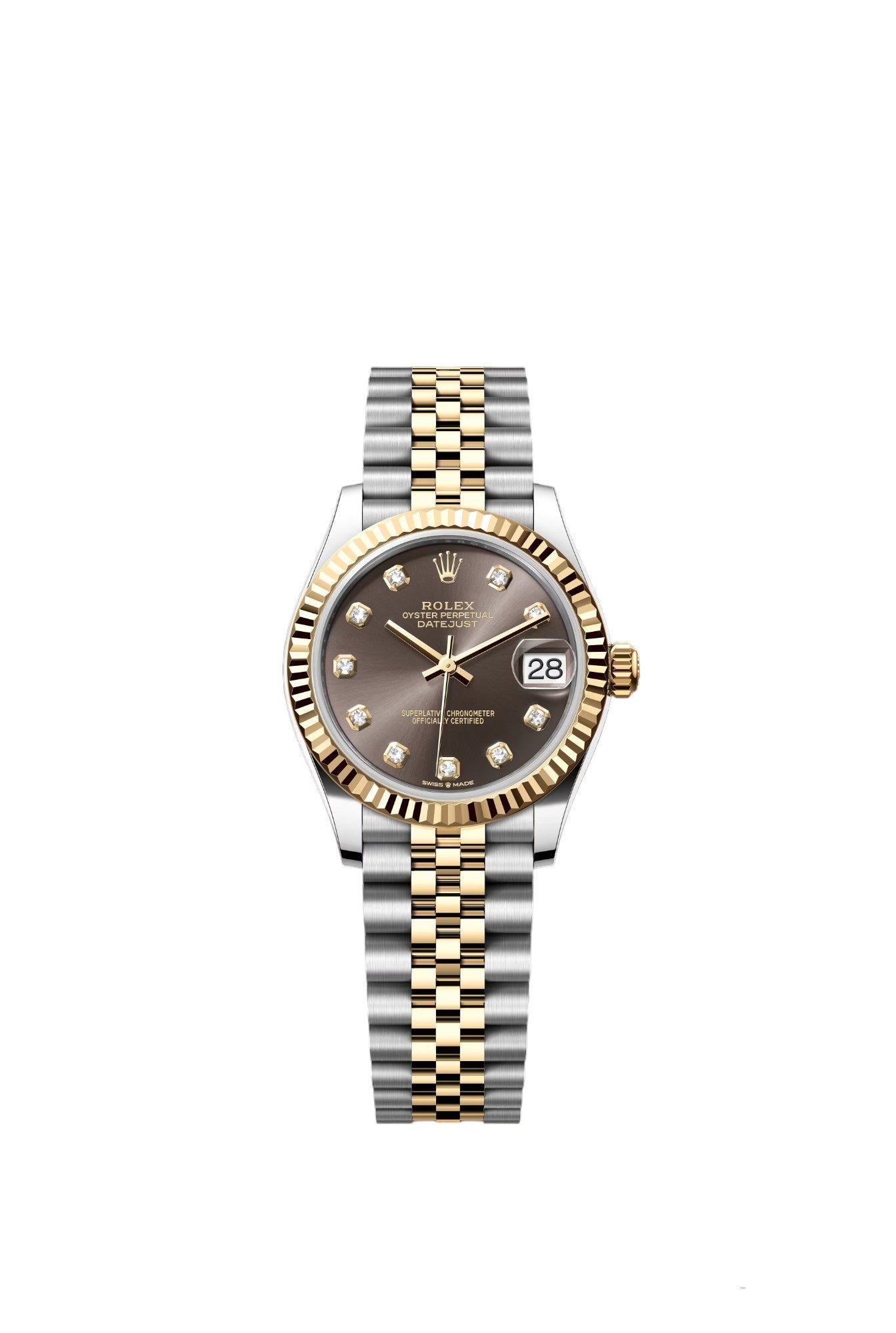 Rolex Datejust TwoTone Brown Diamonds Dial Jubilee 31MM