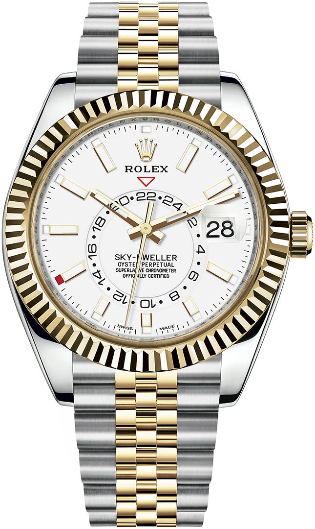 Rolex Sky-Dweller Two Tone White Dial Jubilee