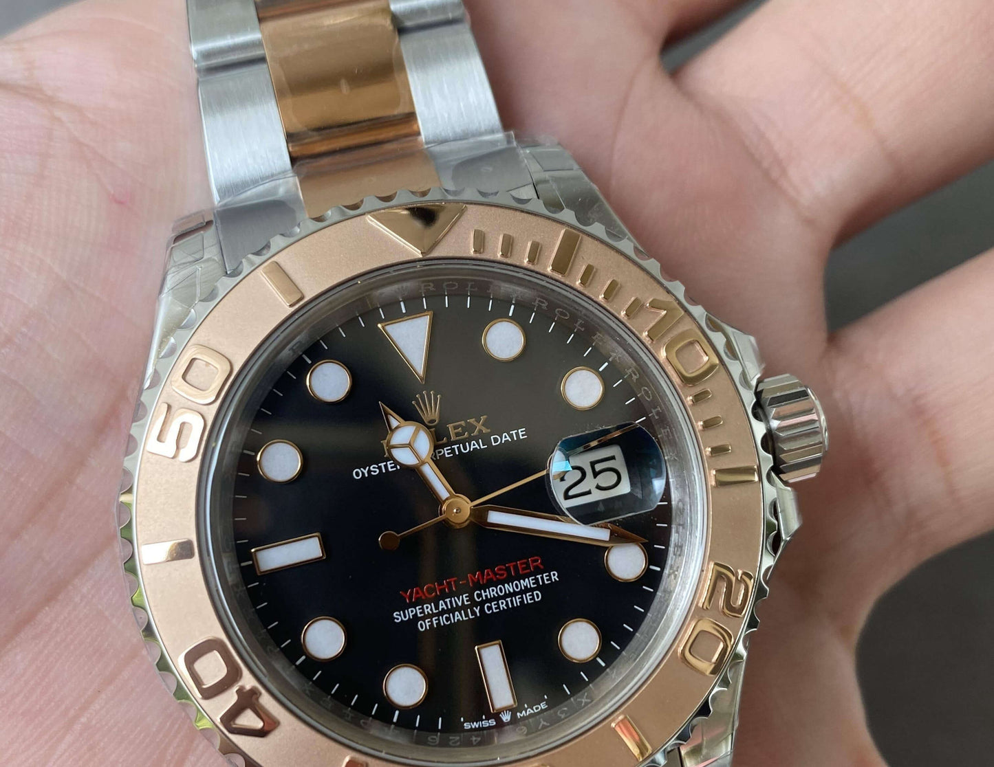 Rolex Yacht-Master 40 Two Tone Pink Gold Black Dial