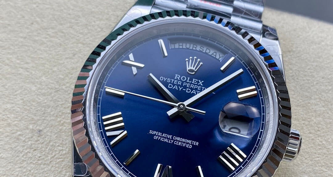 Rolex Day-Date Steel Blue Roman Dial President