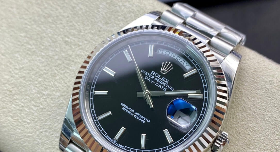 Rolex Day-Date Steel Black Dial President 