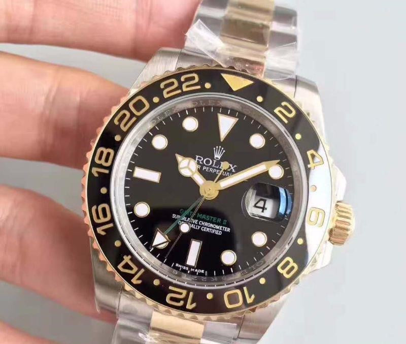 Rolex Gmt-Master II Two Tone Yellow Gold Black Dial