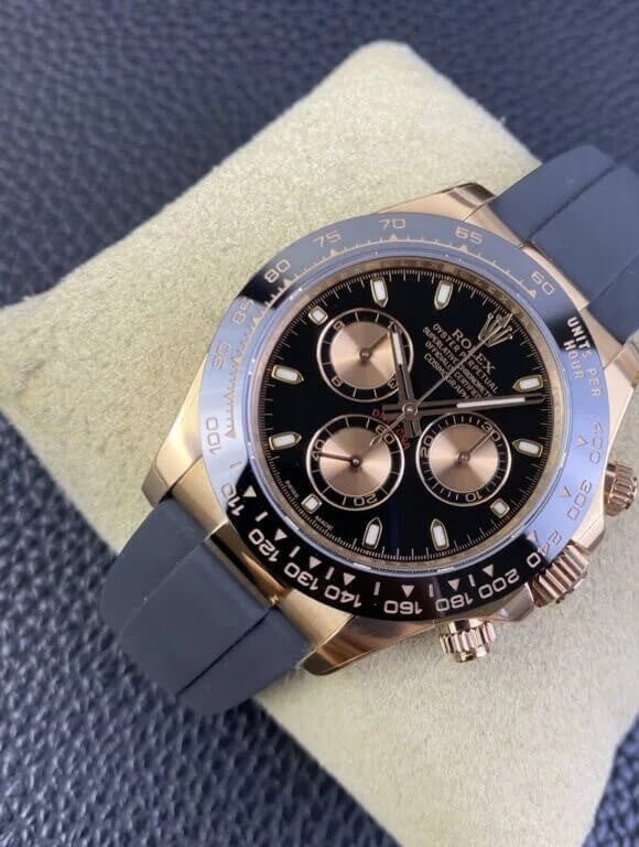 Rolex Daytona Black And Pink Dial Everose Oysterflex