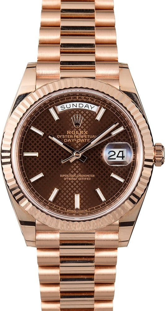 Rolex Day-Date Chocolate Diagonal Dial Everose Gold President