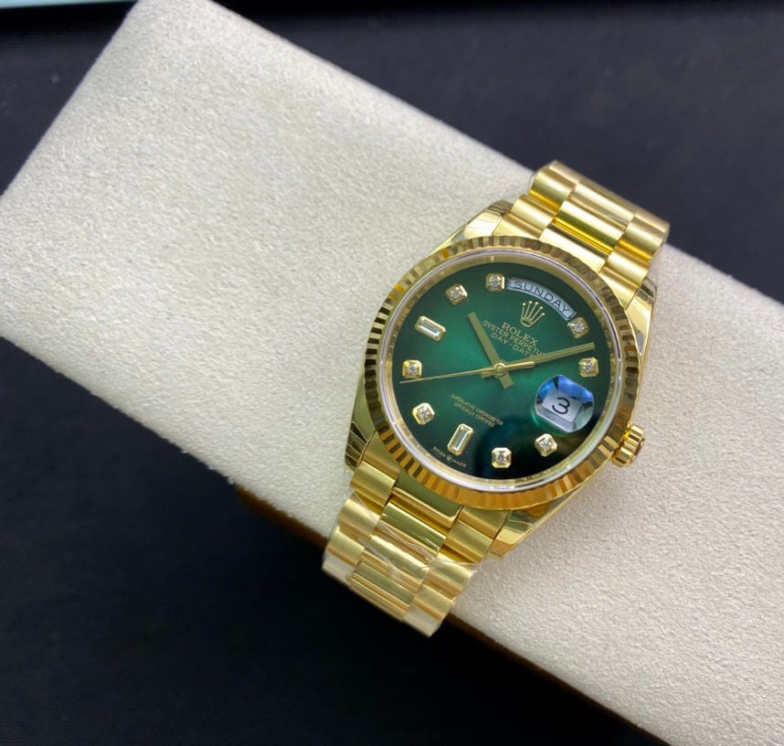 Rolex Day-Date 36mm Yellow Gold President Green Diamonds Dial