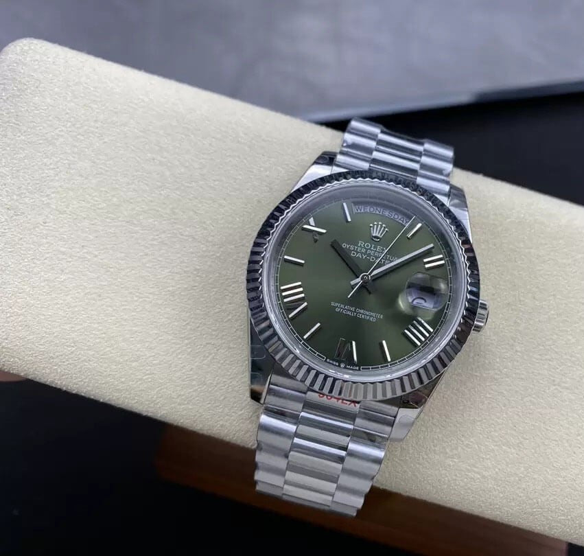 Rolex Day-Date Steel Olive Green Roman Dial President