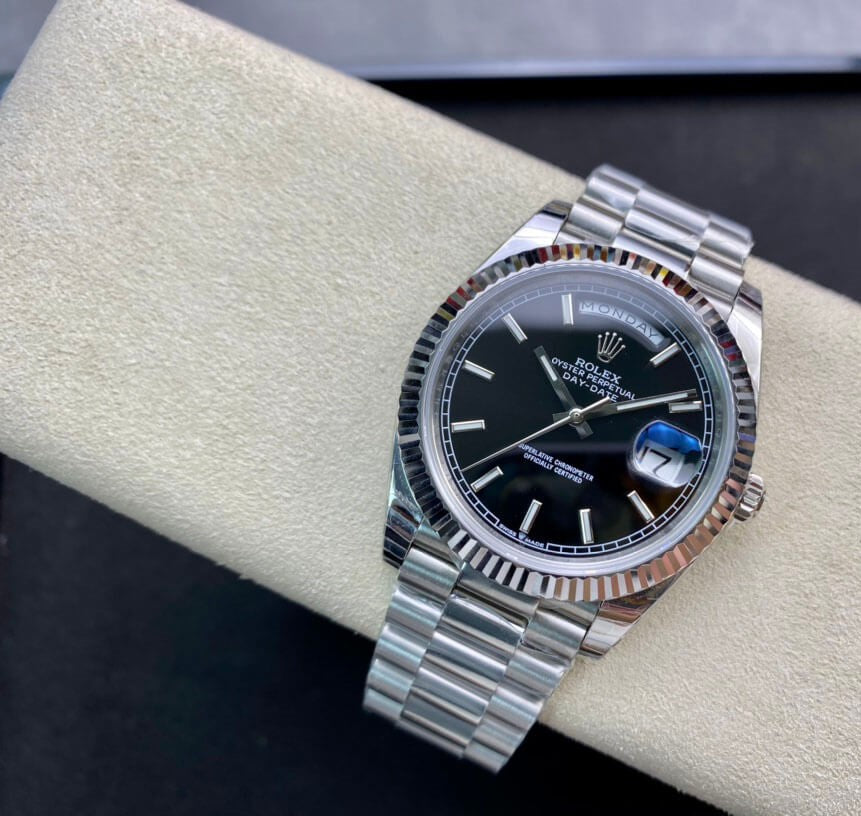 Rolex Day-Date Steel Black Dial President 