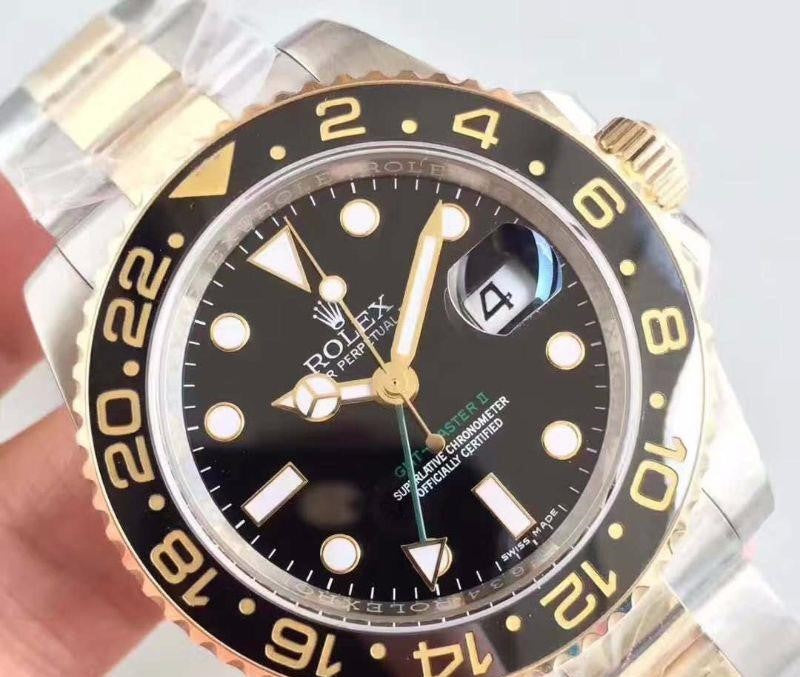 Rolex Gmt-Master II Two Tone Yellow Gold Black Dial