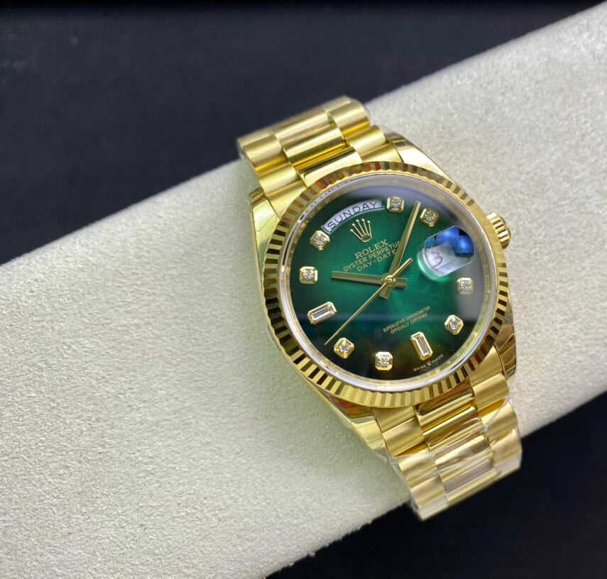 Rolex Day-Date 36mm Yellow Gold President Green Diamonds Dial