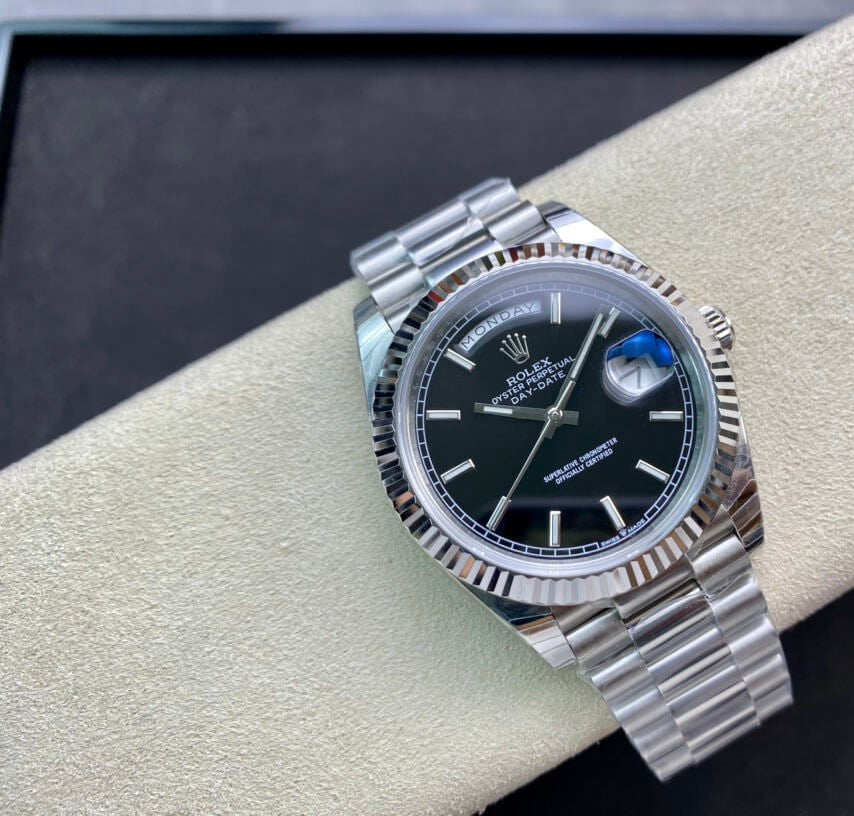 Rolex Day-Date Steel Black Dial President 