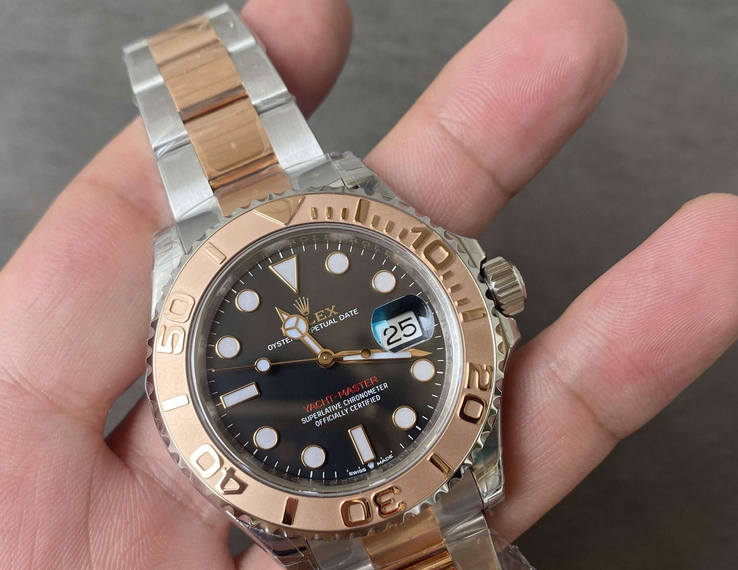 Rolex Yacht-Master 40 Two Tone Pink Gold Black Dial