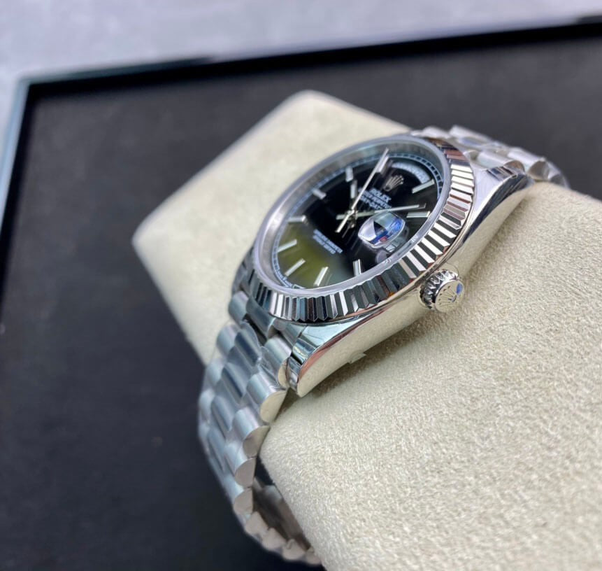 Rolex Day-Date Steel Black Dial President 