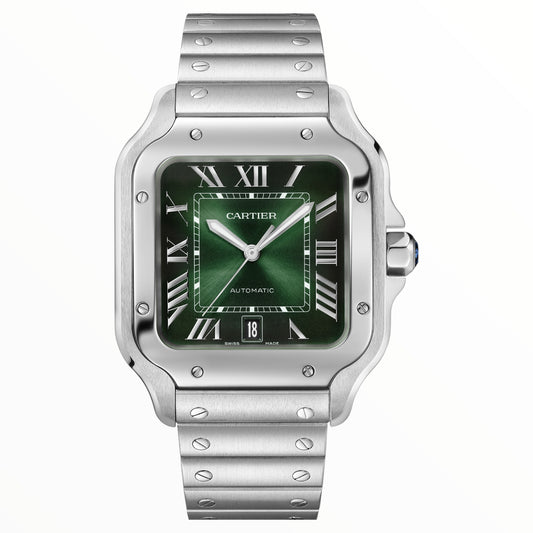 Cartier Santos 35,5mm Medium Size Steel Green Dial