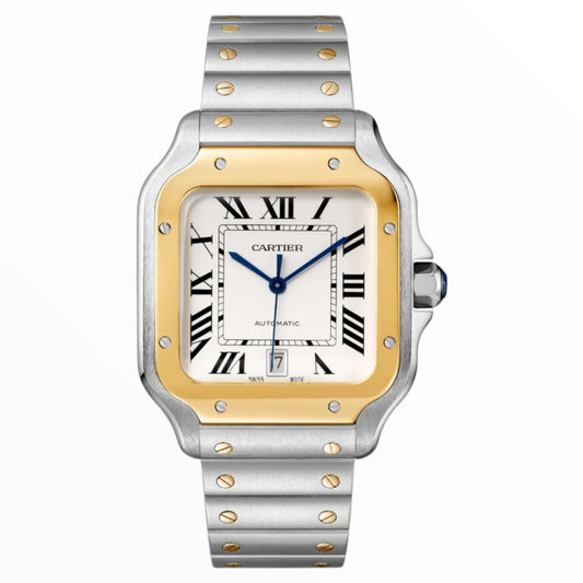Cartier Santos 35,5mm Two Tone Medium Size White  Dial