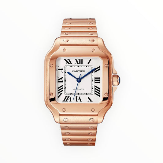 Cartier Santos 35.5mm Pink  Gold White Dial
