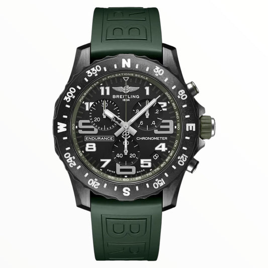 Breitling Endurance Pro Chronografh Super Quartz 44mm Black Dial Green Rubber