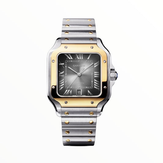 Santos 40mm Two Tone Yellow Gold Grey Dial