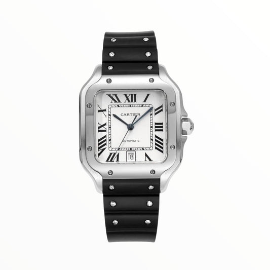 Cartier Santos Watch 35.5mm Steel White Dial Rubber