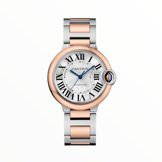 Cartier Ballon 33mm Two Tone Pink Gold White Dial