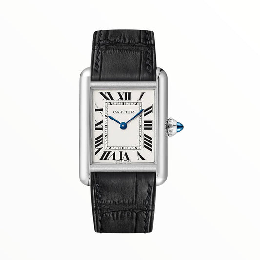 Tank Louis Steel Black Leather Strap