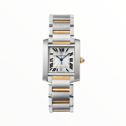 Cartier Tank 33mm Two Tone Steel White Dial