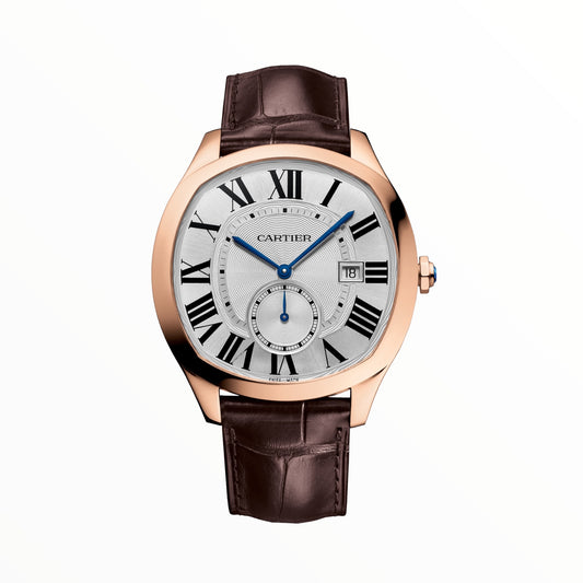 Cartier Drive Automatic Rose Gold Brown Leather Strap Dial Men's Watch 41mm