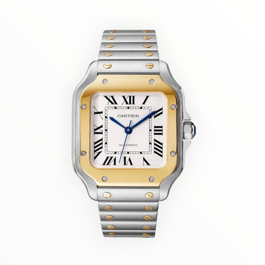 Santos 40mm Two Tone Yellow Gold White Dial
