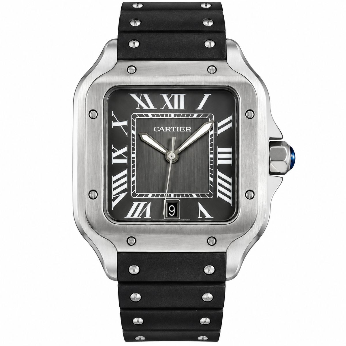 Cartier Santos 100 — Grey Dial With Strap 40MM