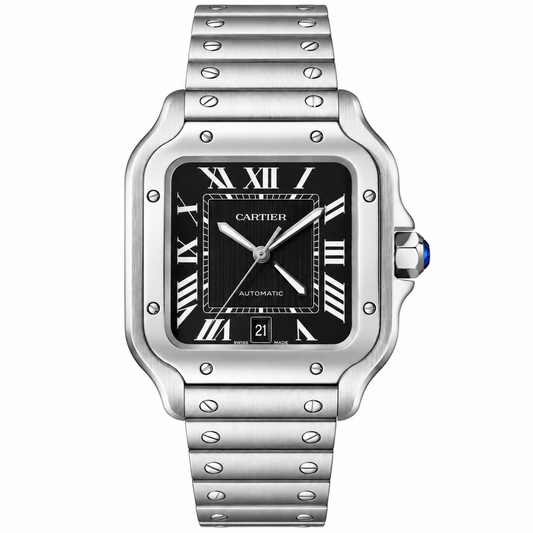 Cartier Santos 100 Large — Black Dial Steel 40mm