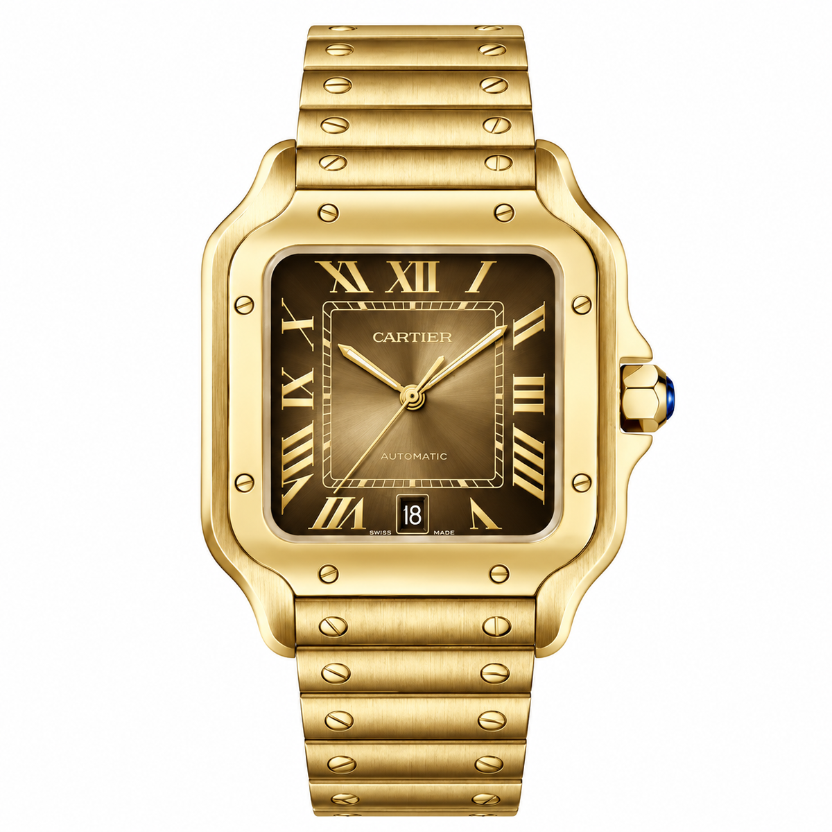 Cartier Santos 100 Large — Full Gold Brown Dial 40mm