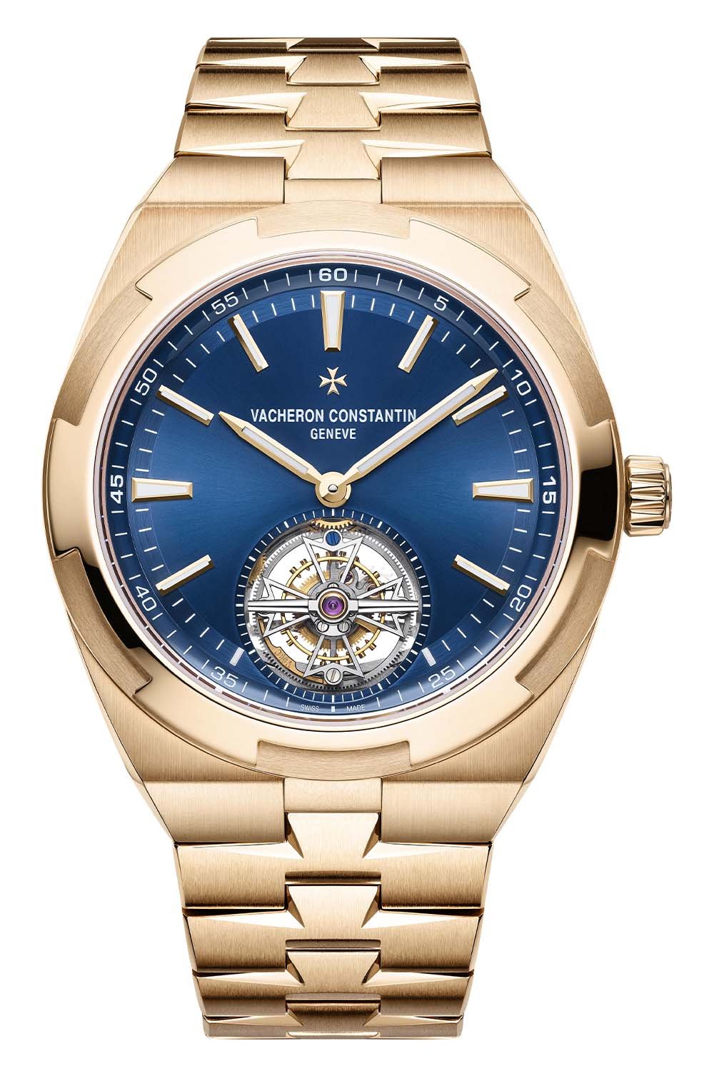 Overseas Pink Gold Blue Dial Tourbillon Automatic Men’s Watch