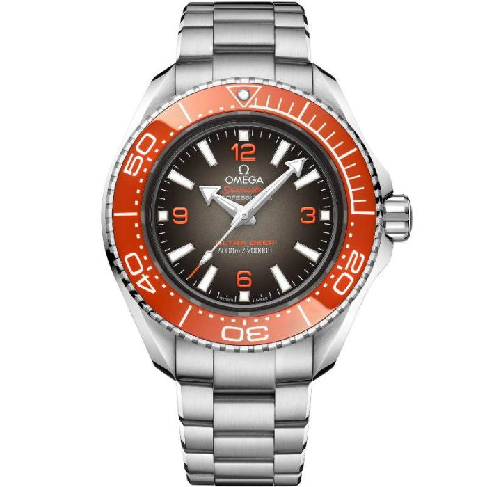 Omega Seamaster Planet Ocean Ultra Deep Grey Dial Orange Bezel 6000M Chronometer 45.5mm Rubber