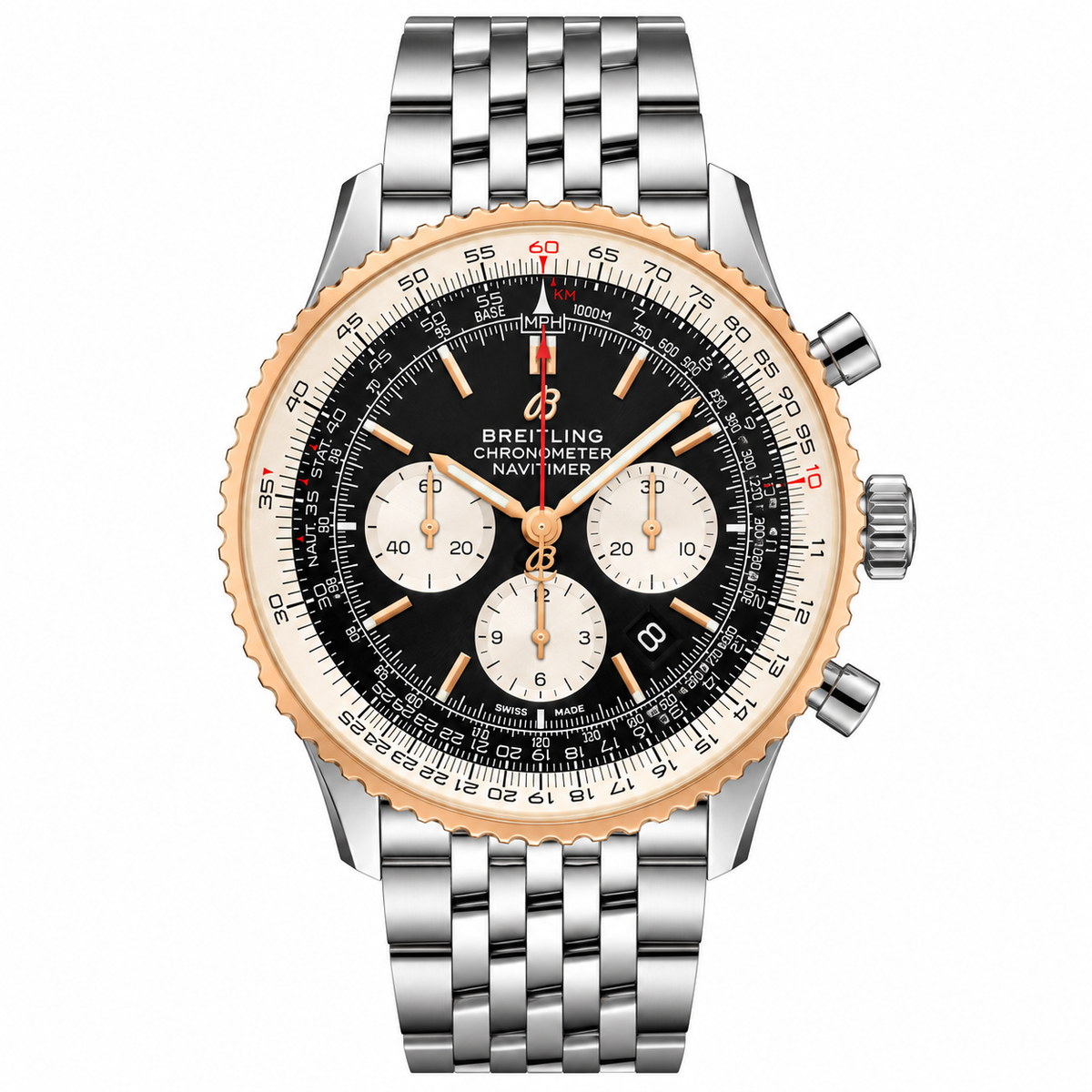 Breitling Navitimer B01 Chronograph Two-Tone Rose Gold Black Dial 41mm