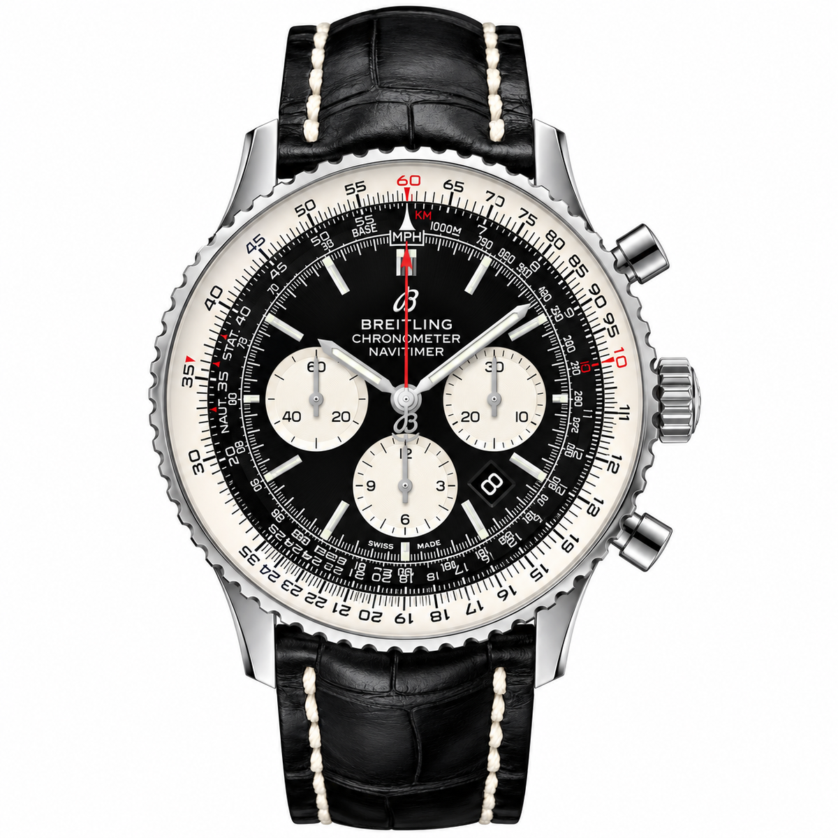 Breitling Navitimer Chronograph — Black Panda Dial Leather 41mm